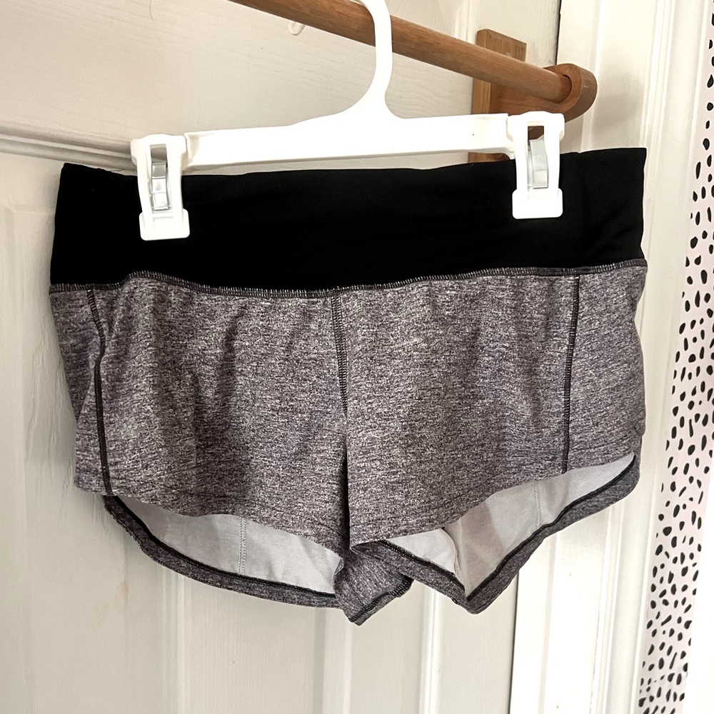 Women’s Lululemon black and grey speed up athletic shorts